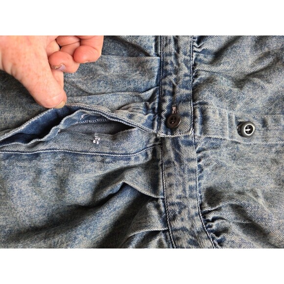 Vintage 80s Pinot Noir Denim Acid Wash Romper Shorts Jumper Medium w/Pockets - Picture 6 of 8